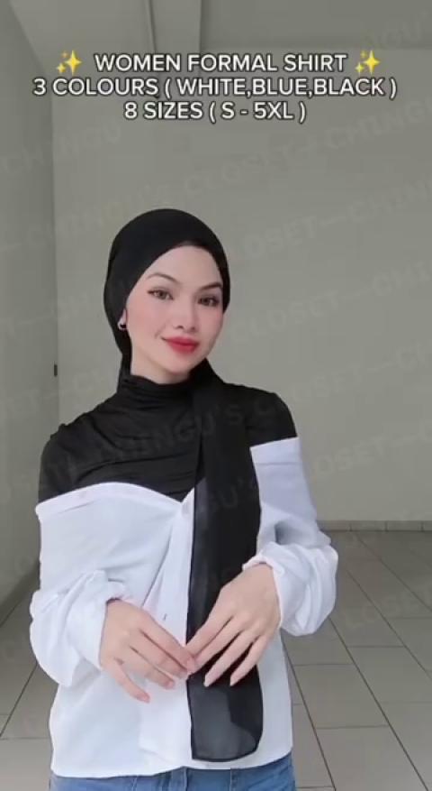 LOMOGI Women Formal Long Sleeve Shirt Woman Shirt Long Sleeve Formal Shirt Women Baju Kemeja Perempuan