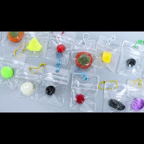 10Pcs Mini Fruit Finger Pinch Toys Childrens Schoolbag Bell Pendant TPR Silicone Squeeze Rebound Toy To Relieve Anxiety Wholesale of kindergarten gifts